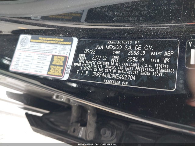 3KPF44AC9NE492704 KIA t-gdi gamma