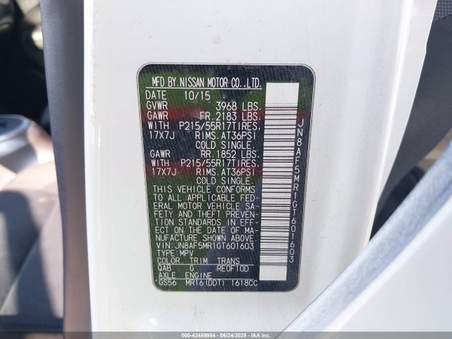 JN8AF5MR1GT601603 Nissan 2016