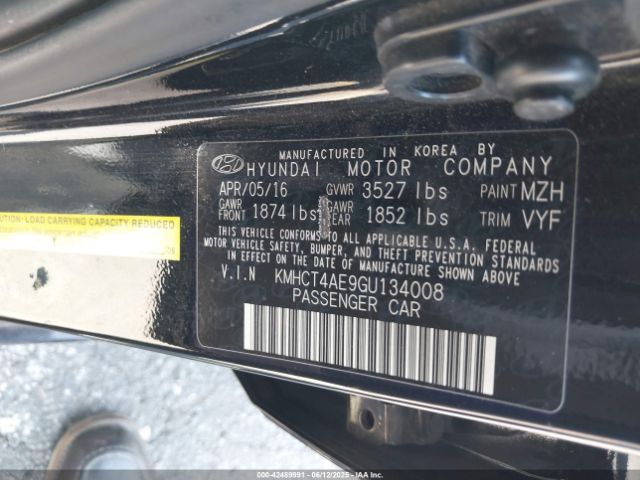 KMHCT4AE9GU134008 Hyundai dohc gdi gamma
