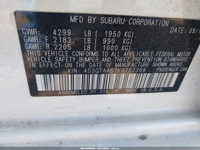 Subaru Impreza 2019 4S3GTAA67K3762368 Image 9