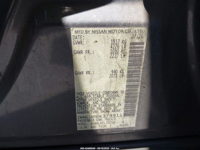 1N4AL3APXGN379911 Nissan 2016