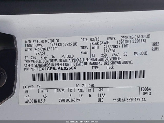 Ford 2.7l-4v 2018 1FTEX1CP5JKE02604 Image 9