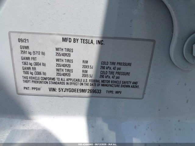 5YJYGDEE9MF269633 Tesla Model Y