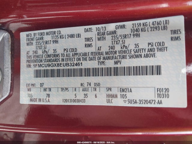 Ford ESCAPE SE 2014 1FMCU9GX8EUB32461 Image 9