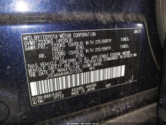2021 TOYOTA VENZA JTEAAAAH6MJ072036 Photo 8