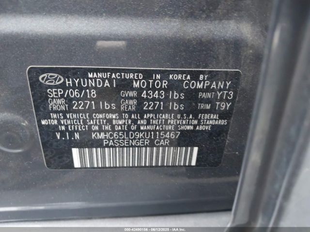 2019 HYUNDAI IONIQ PLUG-IN HYBRID KMHC65LD9KU115467 Photo 8