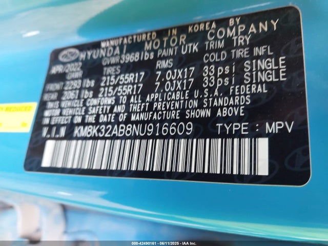 KM8K32AB8NU916609 Hyundai mpi nu pe