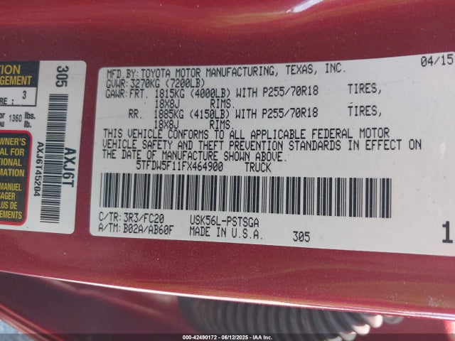 5TFDW5F11FX464900 Toyota 3ur-fe