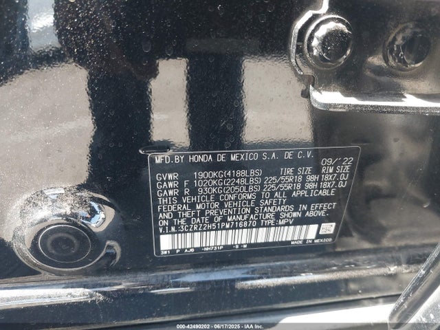 3CZRZ2H51PM716870 Honda k20z5
