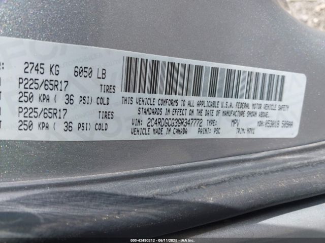 2C4RDGCG3GR347772 Dodge Grand Caravan Sxt