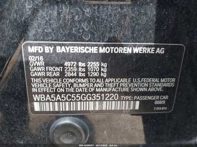 WBA5A5C55GG351220 BMW 528I