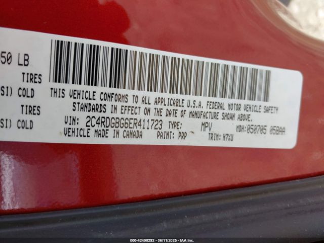 2C4RDGBG6ER411723 Dodge Grand Caravan American Value Pkg