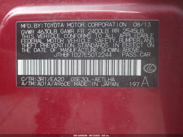 JTHBF1D27E5012244 Lexus 4gr-fse