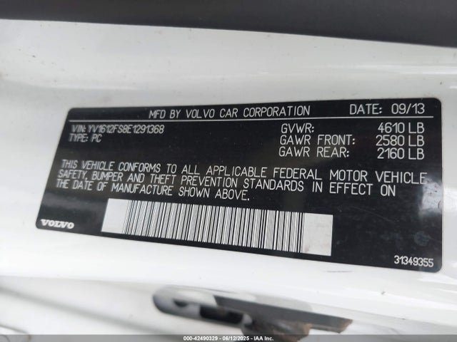 Volvo b5254t12 2014 YV1612FS8E1291368 Image 9