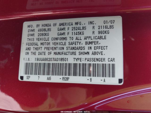 2007 ACURA TL 19UUA66207A018501 Photo 8