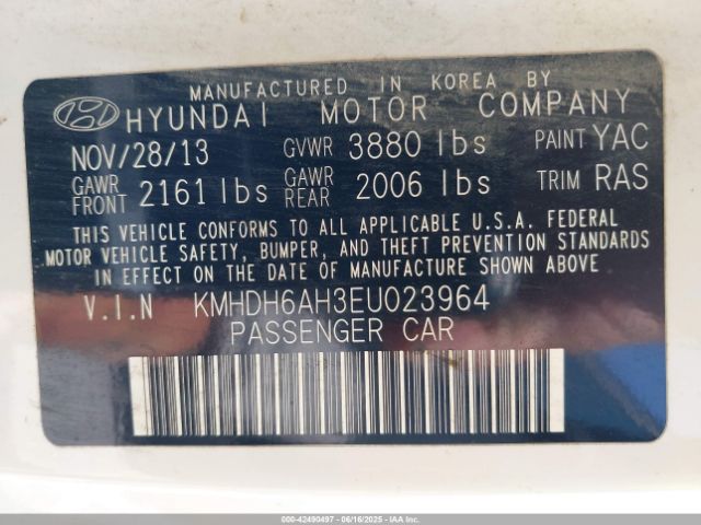 KMHDH6AH3EU023964 Hyundai dohc gdi nu