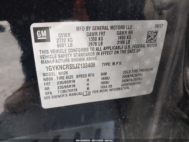 1GYKNCRS5JZ133408 Cadillac lgx - direct injection, variable valve timing, alum, gen 2