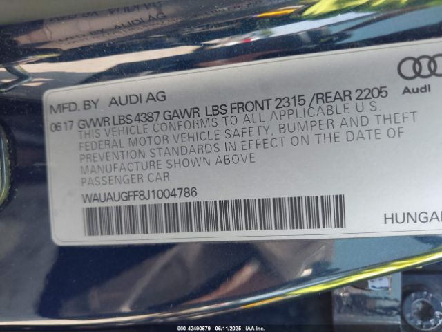 2018 AUDI A3 WAUAUGFF8J1004786 Photo 8