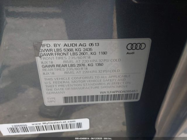 2013 AUDI Q5 WA1LFAFP0DA095451 Photo 8