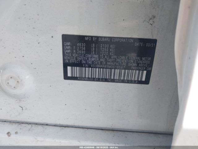 2021 SUBARU LEGACY 4S3BWAN65M3018587 Photo 8