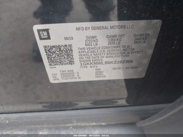 2019 GMC ACADIA 1GKKNWLS6KZ282366 Photo 8