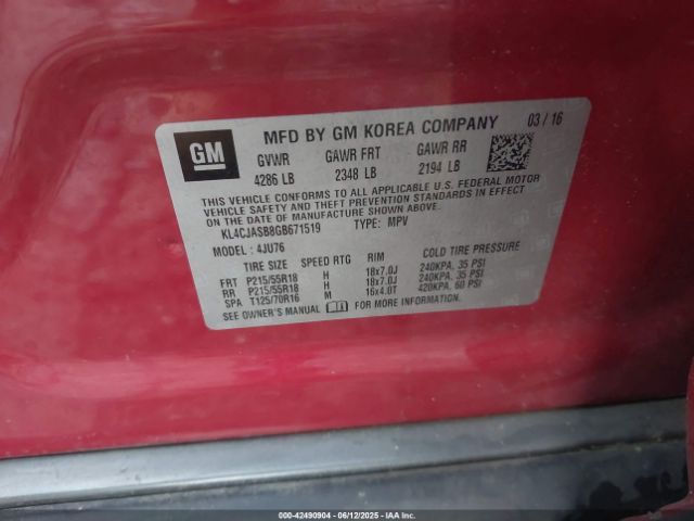 2016 BUICK ENCORE KL4CJASB8GB671519 Photo 8