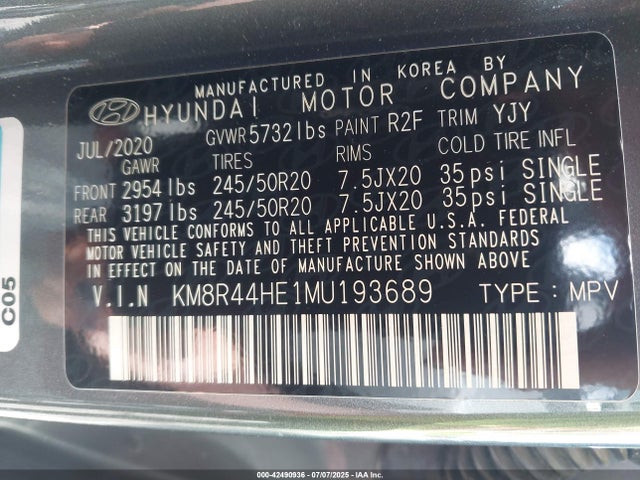 KM8R44HE1MU193689 Hyundai gdi lambda ii