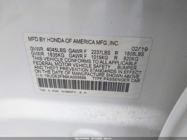 2019 ACURA ILX 19UDE2F86KA005696 Photo 8