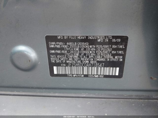 2010 SUBARU FORESTER JF2SH6DC0AH718547 Photo 8