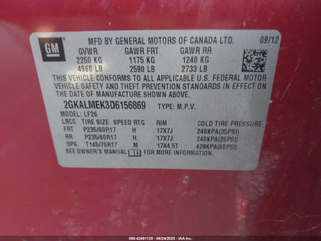 2013 GMC TERRAIN 2GKALMEK3D6156869 Photo 8