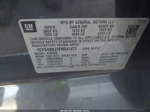 2015 CADILLAC ESCALADE ESV 1GYS4SKJ7FR541477 Photo 8