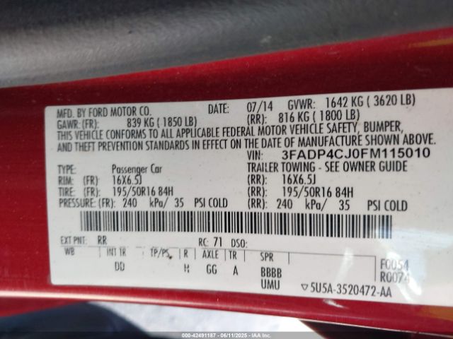 3FADP4CJ0FM115010 Ford Fiesta Titanium