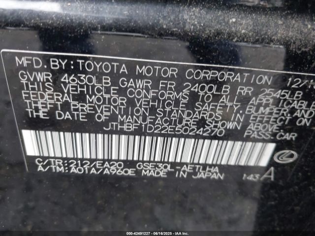 JTHBF1D22E5024270 Lexus 4gr-fse