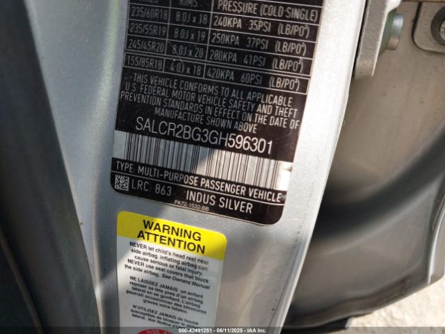 SALCR2BG3GH596301 Land Rover Discovery Sport Hse