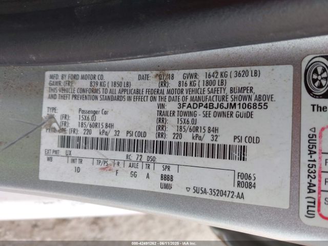 3FADP4BJ6JM106855 Ford FIESTA SE