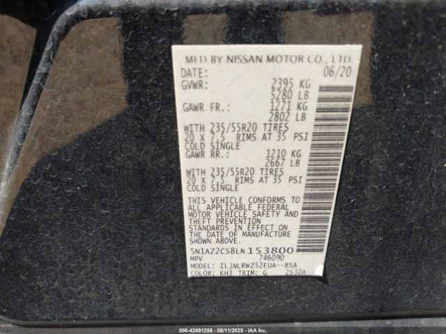 2020 NISSAN MURANO 5N1AZ2CS8LN153800 Photo 8