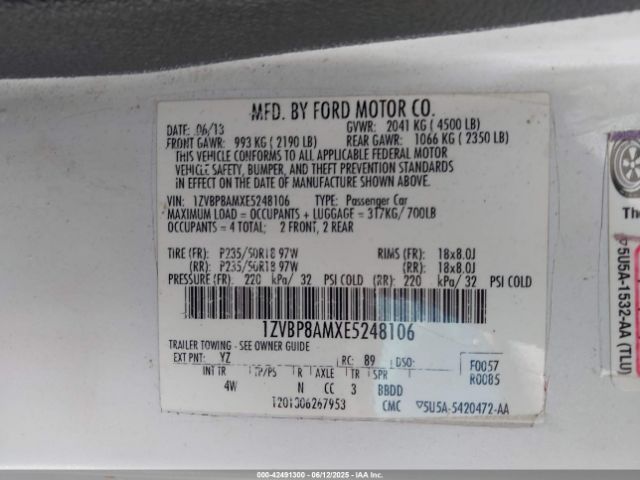 2014 FORD MUSTANG 1ZVBP8AMXE5248106 Photo 8