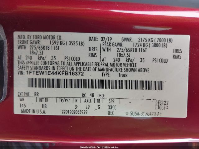 2019 FORD F-150 1FTEW1E44KFB16372 Photo 8