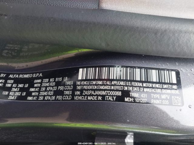 2021 ALFA ROMEO STELVIO ZASPAJAN9M7D00068 Photo 8