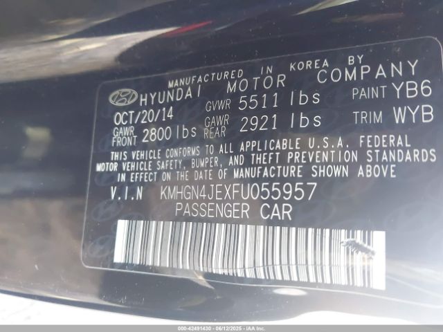2015 HYUNDAI GENESIS KMHGN4JEXFU055957 Photo 8