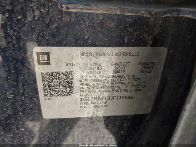 1G1ZB5ST8JF116656 Chevrolet lfv - direct injection, variable valve timing, gen 1