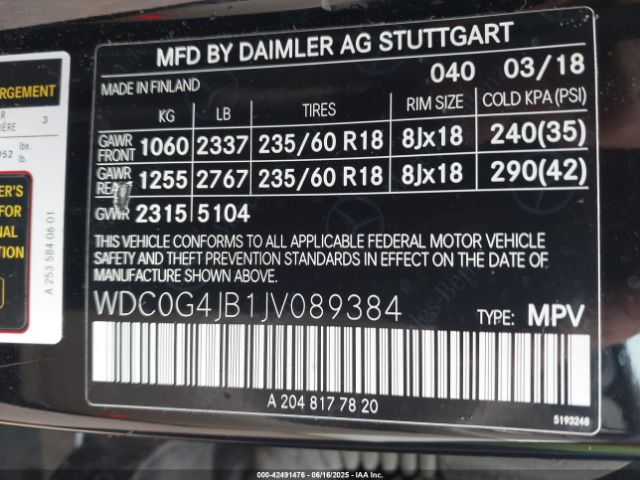 2018 MERCEDES-BENZ GLC 300 WDC0G4JB1JV089384 Photo 8