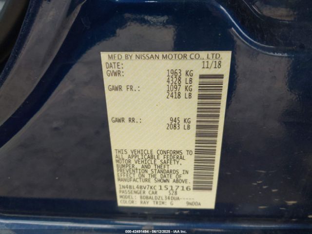 2019 NISSAN ALTIMA 1N4BL4BV7KC151716 Photo 8