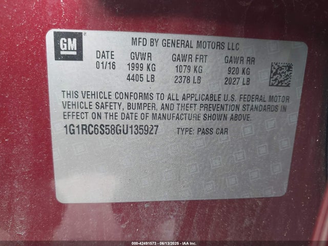 1G1RC6S58GU135927 Chevrolet VOLT LT