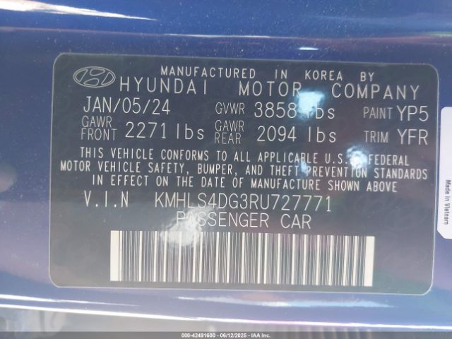 KMHLS4DG3RU727771 Hyundai mpi nu pe