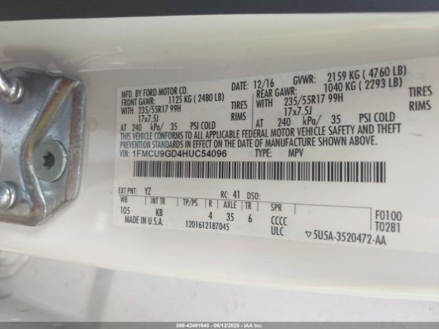 2017 FORD ESCAPE 1FMCU9GD4HUC54096 Photo 8