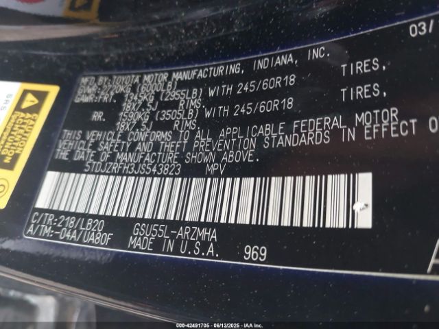2018 TOYOTA HIGHLANDER 5TDJZRFH3JS543823 Photo 8