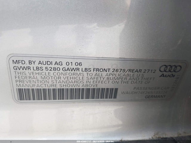 2006 AUDI A6 WAUDH74F26N133224 Photo 8