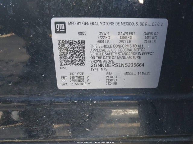 3GNKBERS1NS235664 Chevrolet lgx