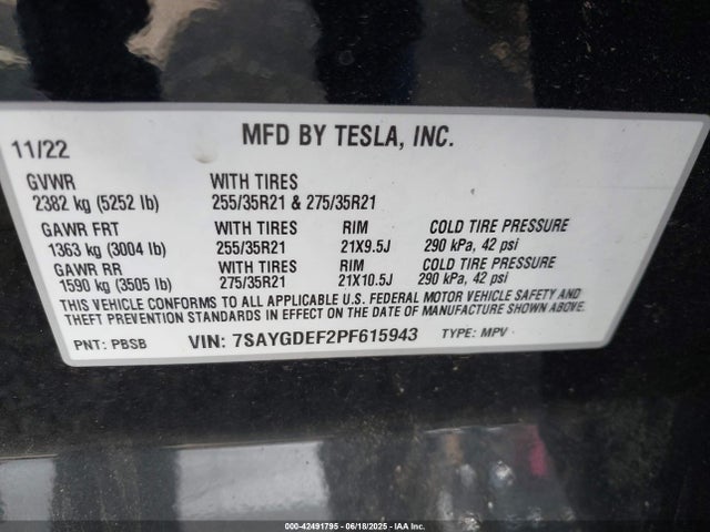 2023 TESLA MODEL Y 7SAYGDEF2PF615943 Photo 8